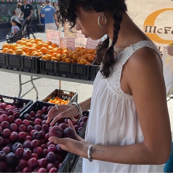 Doen Dress Womens XS Yselda Cotton Eyelet Maxi Salt White - Picture 6 of 11